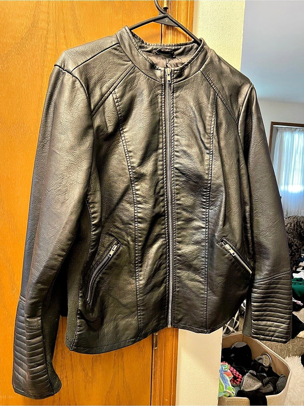 Torrid Black PU Knit Moto Jacket Black Size 14X